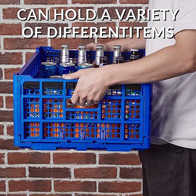 52L Heavy-Duty Collapsible Milk Crate,All-Purpose Storage Crate with Reinforced Walls