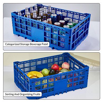 52L Heavy-Duty Collapsible Milk Crate,All-Purpose Storage Crate with Reinforced Walls