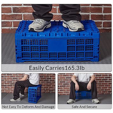 52L Heavy-Duty Collapsible Milk Crate,All-Purpose Storage Crate with Reinforced Walls