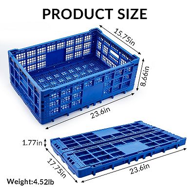 52L Heavy-Duty Collapsible Milk Crate,All-Purpose Storage Crate with Reinforced Walls