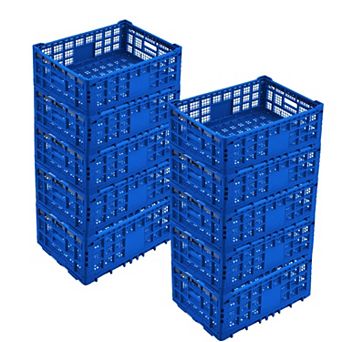 52L Heavy-Duty Collapsible Milk Crate,All-Purpose Storage Crate with Reinforced Walls