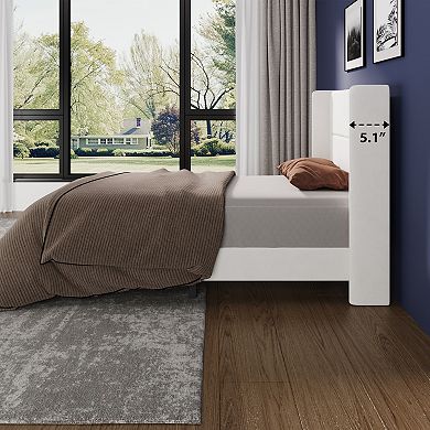 Set of 2 Twin Size Bed Frame with Wingback Headboard, Velvet Upholstered Platform Bed frame with Woo