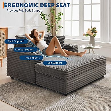 54"Upholstered Sofa Bed with Pillows&Arms