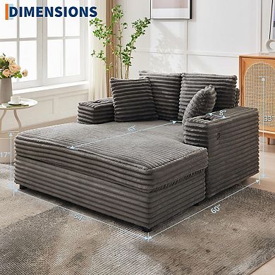 54"Upholstered Sofa Bed with Pillows&Arms
