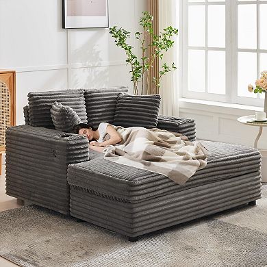 54"Upholstered Sofa Bed with Pillows&Arms