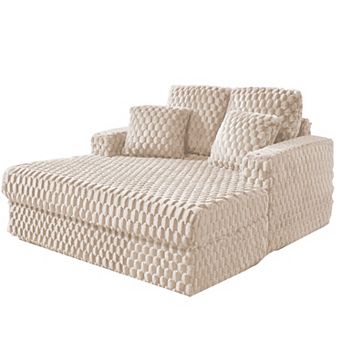 60" Oversized Chaise Lounge with Cup Holder