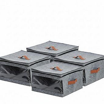 4 Pack Hat Storage Box Set, Stackable Round Brim Hats Organizer