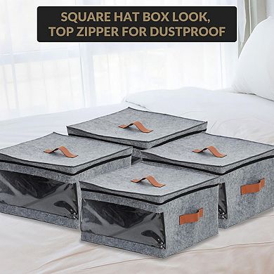 4 Pack Hat Storage Box Set, Stackable Round Brim Hats Organizer