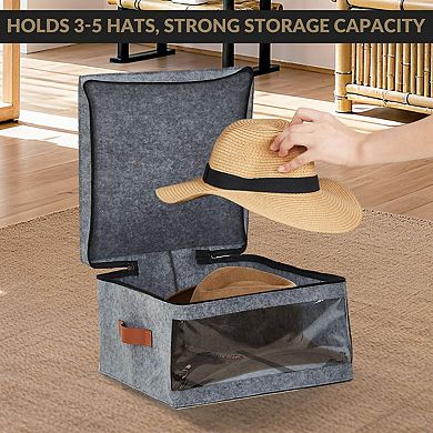 4 Pack Hat Storage Box Set, Stackable Round Brim Hats Organizer