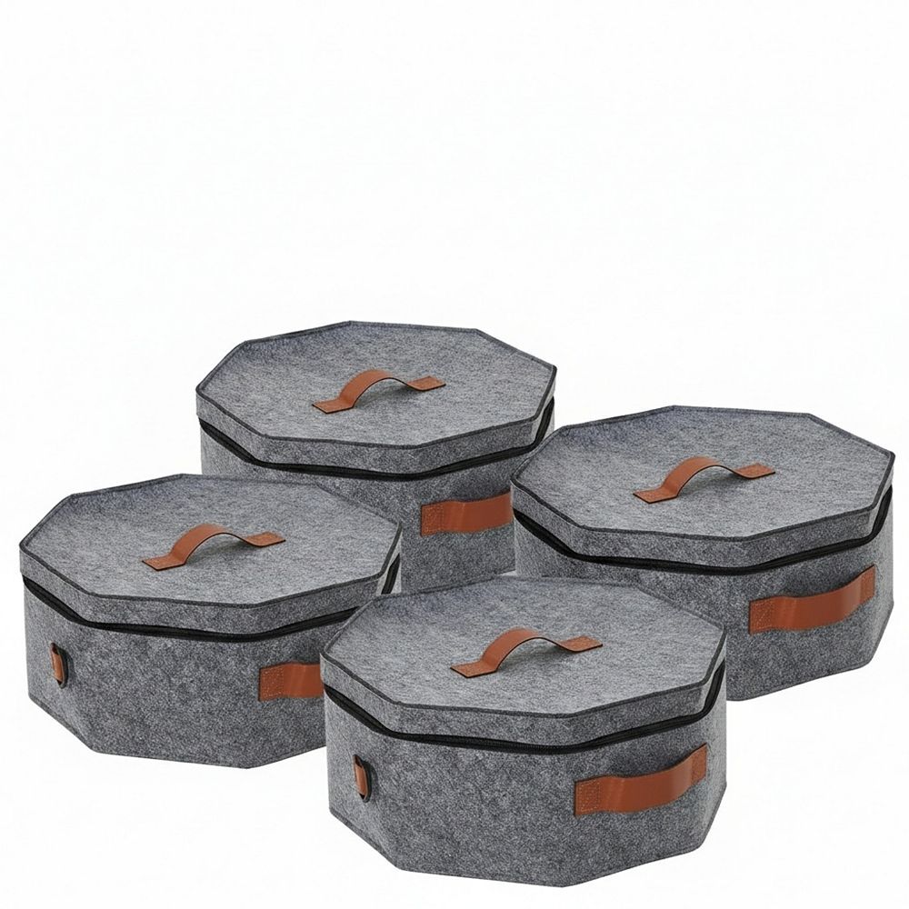 4 Pack Hat Storage Box Set, Stackable Round Brim Hats Organizer