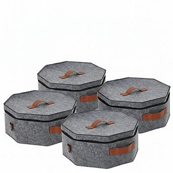 4 Pack Hat Storage Box Set, Stackable Round Brim Hats Organizer