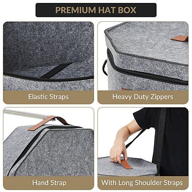 4 Pack Hat Storage Box Set, Stackable Round Brim Hats Organizer