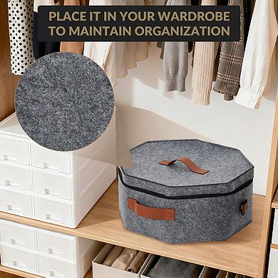 4 Pack Hat Storage Box Set, Stackable Round Brim Hats Organizer