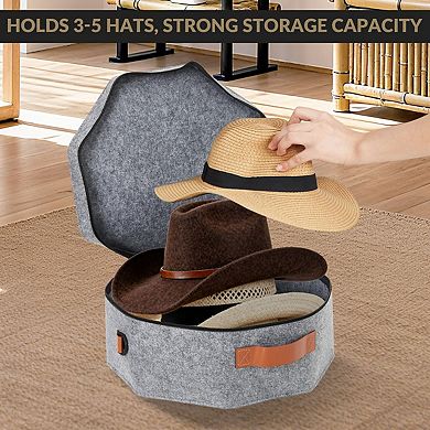 4 Pack Hat Storage Box Set, Stackable Round Brim Hats Organizer