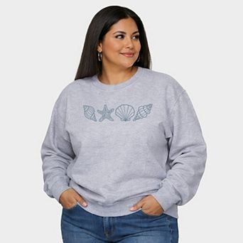 Embroidered Seashells - Women's Plus Sized Graphic Sweatshirt
