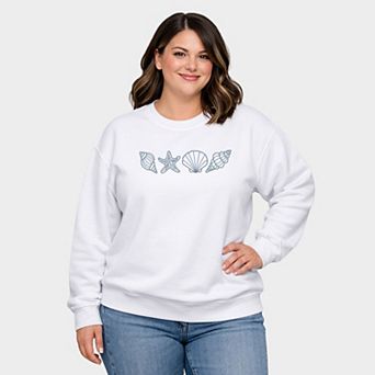 Embroidered Seashells - Women's Plus Sized Graphic Sweatshirt