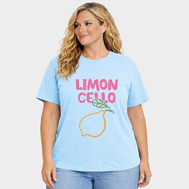 Limoncello Bright Outline - Women's Plus Sized Garment Dyed Graphic T-Shirt