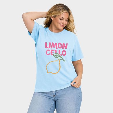 Limoncello Bright Outline - Women's Plus Sized Garment Dyed Graphic T-Shirt