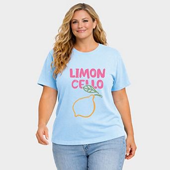 Limoncello Bright Outline - Women's Plus Sized Garment Dyed Graphic T-Shirt
