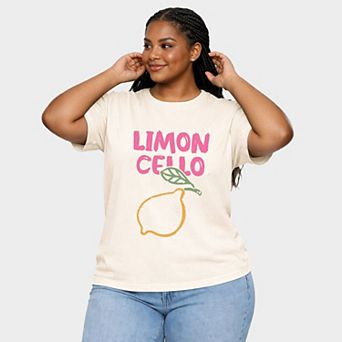Limoncello Bright Outline - Women's Plus Sized Garment Dyed Graphic T-Shirt