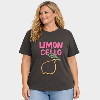 Limoncello Bright Outline - Women's Plus Sized Garment Dyed Graphic T-Shirt