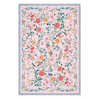 Floral Area Rugs, Machine Washable Soft Print Boho Carpet Non Slip Low Pile Flower Botanical Rug