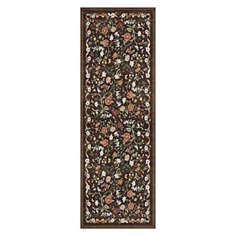 Floral Area Rugs, Machine Washable Soft Print Boho Carpet Non Slip Low Pile Flower Botanical Rug