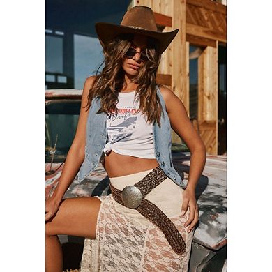 Women's Denim Vest Sleeveless V Neck Button Down Summer Crop Jean Tops