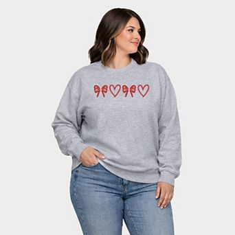 Embroidered Hearts And Bows - Women's Plus Sized Graphic Sweatshirt