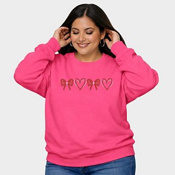 Embroidered Hearts And Bows - Women's Plus Sized Graphic Sweatshirt