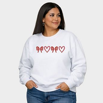 Embroidered Hearts And Bows - Women's Plus Sized Graphic Sweatshirt