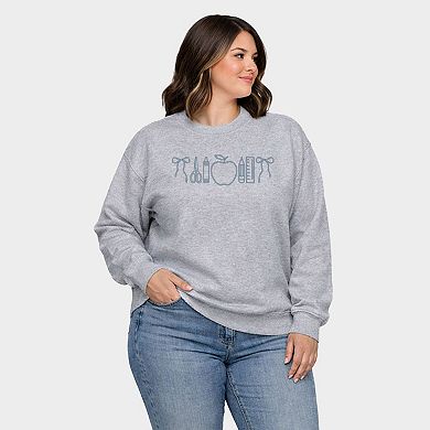 Embroidered Bows School Icons - Women's Plus Sized Graphic Sweatshirt