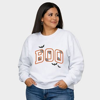 Embroidered Boo Bats - Women's Plus Sized Graphic Sweatshirt