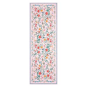 Floral Area Rugs, Machine Washable Soft Print Boho Carpet Non Slip Low Pile Flower Botanical Rug