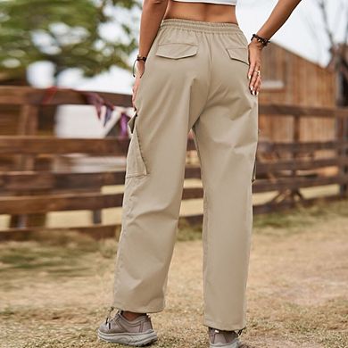 Women's High Waist Cargo Pants Casual Drawstring Elastic Waist Joggers with Pockets