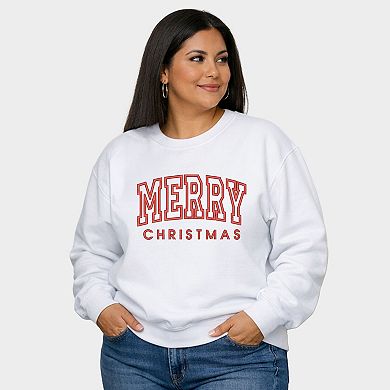 Embroidered Merry Christmas Arch - Women's Plus Sized Graphic Sweatshirt
