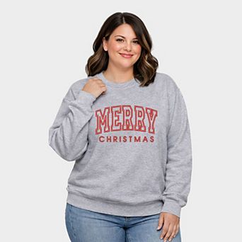 Embroidered Merry Christmas Arch - Women's Plus Sized Graphic Sweatshirt