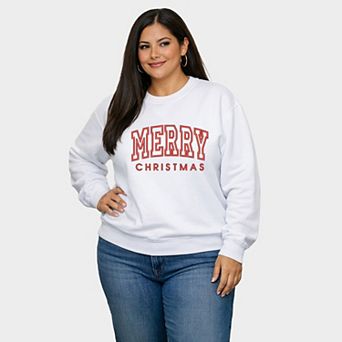 Embroidered Merry Christmas Arch - Women's Plus Sized Graphic Sweatshirt