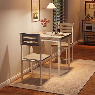 3-Piece Dining Table Set for 2, Space Saving Kitchen Breakfast Nook for Kitchen, Dining Room