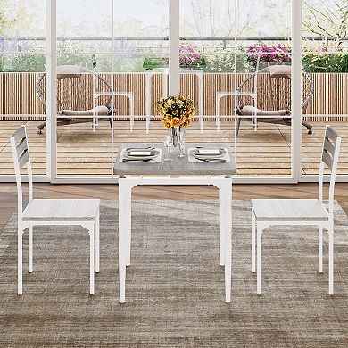 3-Piece Dining Table Set for 2, Space Saving Kitchen Breakfast Nook for Kitchen, Dining Room