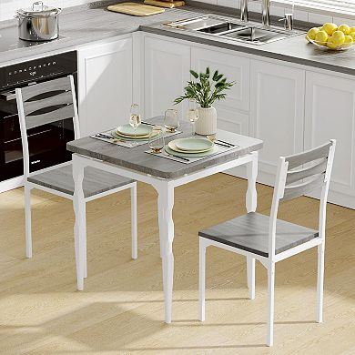 3-Piece Dining Table Set for 2, Space Saving Kitchen Breakfast Nook for Kitchen, Dining Room