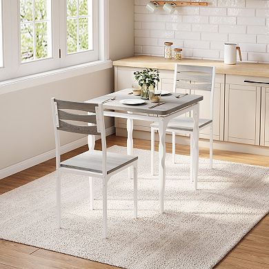 3-Piece Dining Table Set for 2, Space Saving Kitchen Breakfast Nook for Kitchen, Dining Room