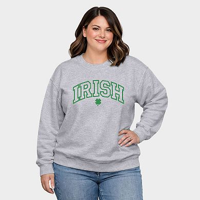 Embroidered Irish Varsity Clover - Women's Plus Sized Graphic Sweatshirt