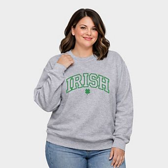Embroidered Irish Varsity Clover - Women's Plus Sized Graphic Sweatshirt