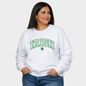 Embroidered Irish Varsity Clover - Women's Plus Sized Graphic Sweatshirt