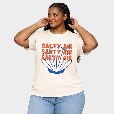 Salty Air Seashell - Women's Plus Sized Garment Dyed Graphic T-Shirt