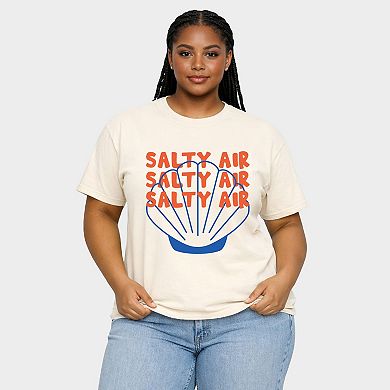 Salty Air Seashell - Women's Plus Sized Garment Dyed Graphic T-Shirt
