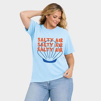 Salty Air Seashell - Women's Plus Sized Garment Dyed Graphic T-Shirt