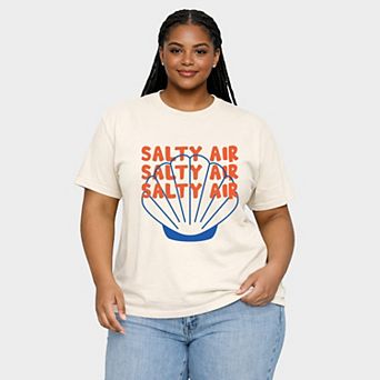 Salty Air Seashell - Women's Plus Sized Garment Dyed Graphic T-Shirt