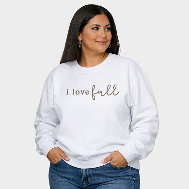 Embroidered I Love Fall - Women's Plus Sized Graphic Sweatshirt